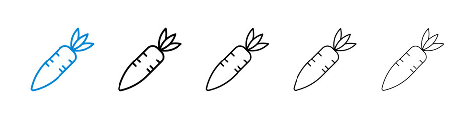 Carrot icons in five different stroke sizes