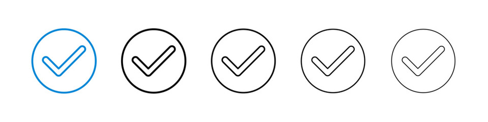 Check icons in five different stroke sizes