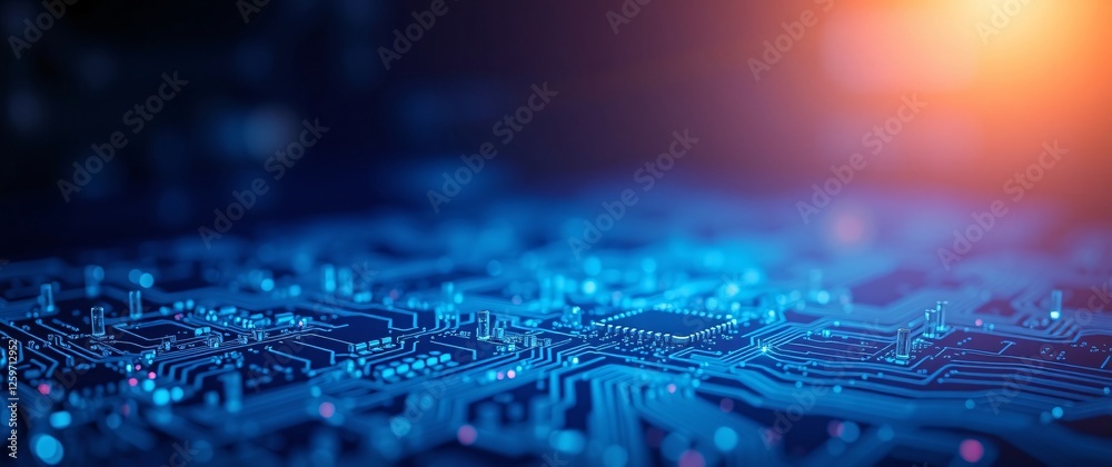 Wall mural abstract computer technology multicolor background banner futuristic business data technology modern