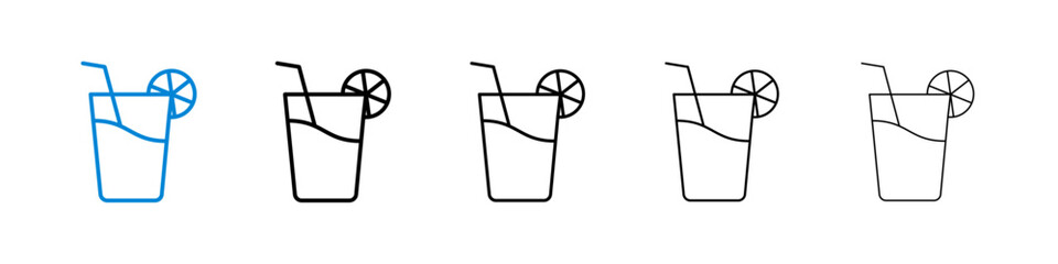 Drink icons in five different stroke sizes
