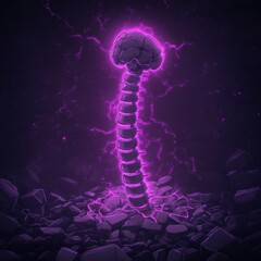 Futuristic Robotic Surgery Scene Focusing on a High-Tech Spine with Neon Glow and Energy Effects