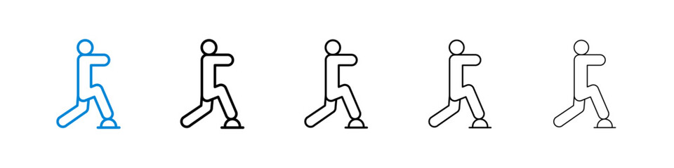 Fitness exercise icons in five different stroke sizes