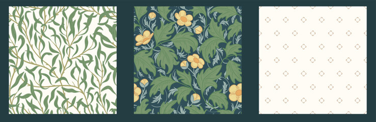 The pattern with leaves and flowers is drawn by hand. vector illustration
