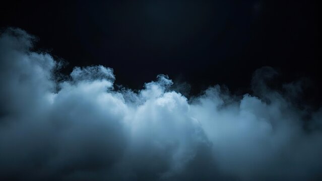 Thick fog rolling across a deep black background, with soft, billowing clouds of smoke 01