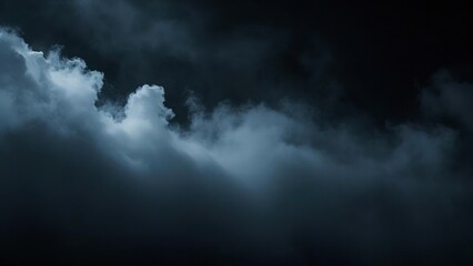 Thick fog rolling across a deep black background, with soft, billowing clouds of smoke 07