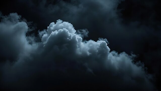 Thick fog rolling across a deep black background, with soft, billowing clouds of smoke 09
