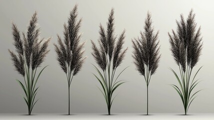 Obraz premium Pampas grass, botanical illustration, neutral background, home decor