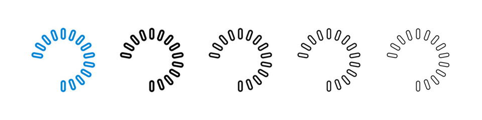 Loading icons in five different stroke sizes