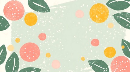 Abstract Pastel Circles and Leaves Design