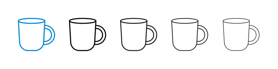 Mug icons in five different stroke sizes