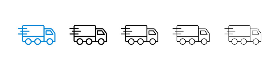 Moving truck icons in five different stroke sizes