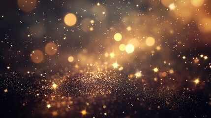 Naklejka premium Golden glitter bokeh, festive background, sparkles, celebration