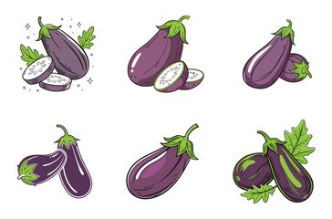 Fresh and Organic Eggplant Vector Collection
