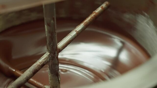 the process of making chocolate paste using machines in the factory