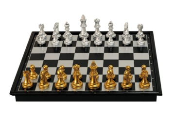 chess pieces on a chessboard set isolated transparent png