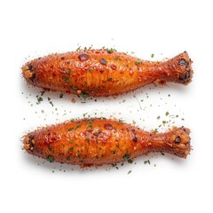 Fototapeta premium Two glazed chicken drumsticks with herbs and spices