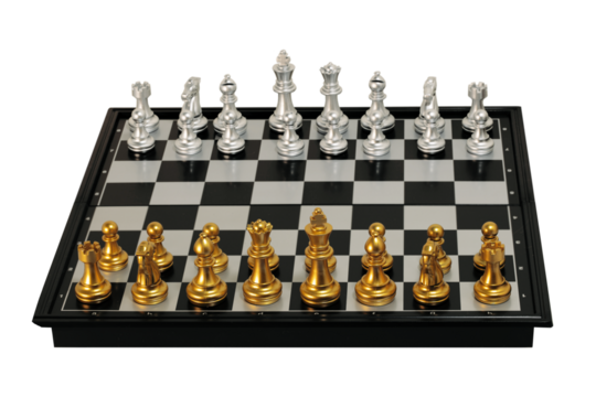 chess pieces on a chessboard set isolated transparent png