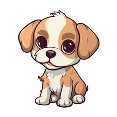 Cute adorable baby dog Sticker vector illustration on white background