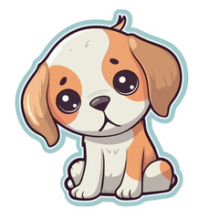 Cute adorable baby dog Sticker vector illustration on white background