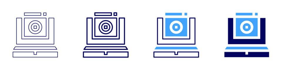 Mobile payment processing system icon in 4 different styles. Thin Line, Line, Bold Line, Duotone. Duotone style. Editable stroke
