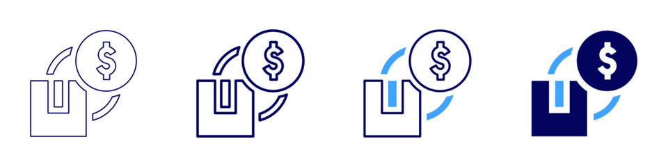 Payment billing integration icon in 4 different styles. Thin Line, Line, Bold Line, Duotone. Duotone style. Editable stroke