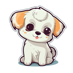 Cute adorable baby dog Sticker vector illustration on white background