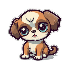 Cute adorable baby dog Sticker vector illustration on white background