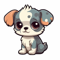 Cute adorable baby dog Sticker vector illustration on white background