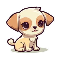 Cute adorable baby dog Sticker vector illustration on white background
