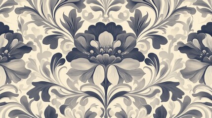 Fototapeta premium Elegant floral pattern showcasing intricate designs in deep blue