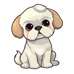 Cute adorable baby dog Sticker vector illustration on white background