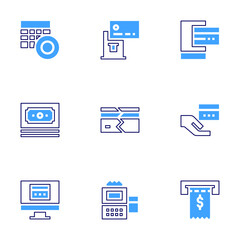 Payment icon set. Bold line style. Duotone colors. Editable stroke. online payment, payment, credit card, invoice, pos terminal