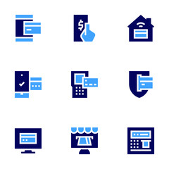 Payment icon set. Bold style. Duotone colors. online payment, payment, contactless, atm