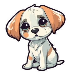 Cute adorable baby dog Sticker vector illustration on white background