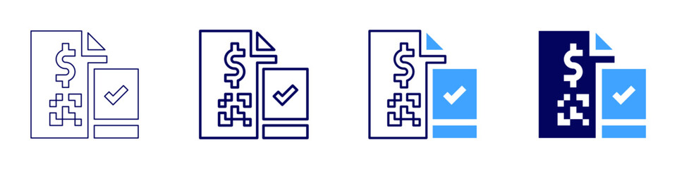 Payment service compliance icon in 4 different styles. Thin Line, Line, Bold Line, Duotone. Duotone style. Editable stroke