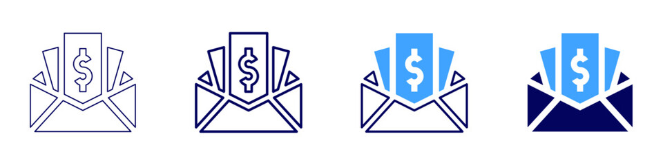 Payment software icon in 4 different styles. Thin Line, Line, Bold Line, Duotone. Duotone style. Editable stroke