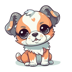Cute adorable baby dog Sticker vector illustration on white background