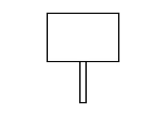 Fototapeta premium Icono negro de cartel con poste en blanco