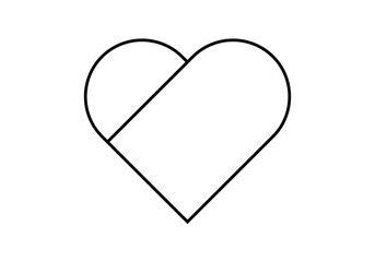 Icono negro de corazón de dos capas