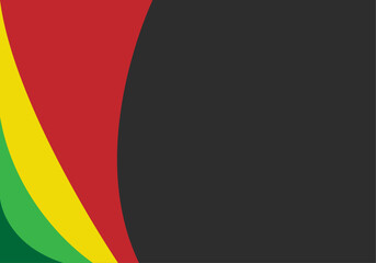 Fondo de colores africanos en curva rojo, amarillo y verde sobre fondo negro