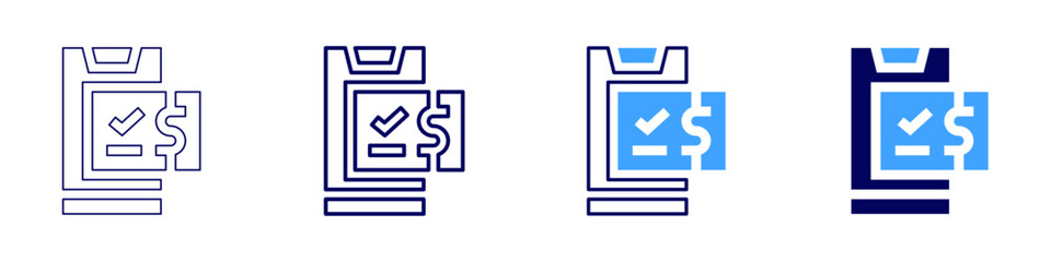Payment verification icon in 4 different styles. Thin Line, Line, Bold Line, Duotone. Duotone style. Editable stroke