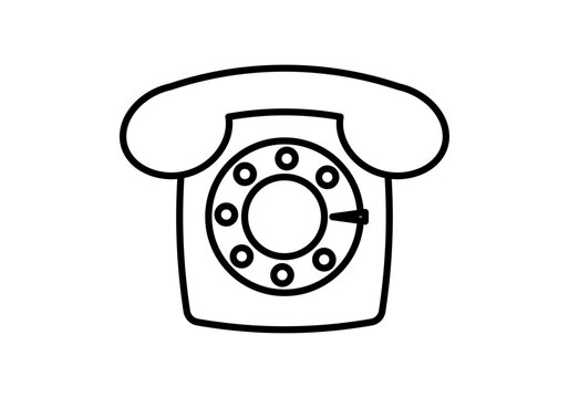 Icono negro de tel&eacute;fono antiguo con ruleta