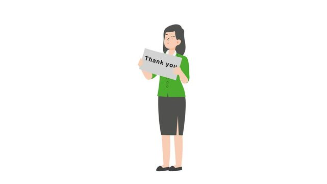 video woman standing holding shopping bag sign cartoon animation
