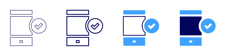 Secure mobile payment icon in 4 different styles. Thin Line, Line, Bold Line, Duotone. Duotone style. Editable stroke