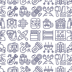 Camping pattern outline vector style for decoration, poster, banner 10 eps