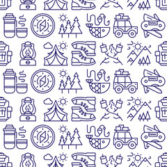 Camping pattern line style for decoration, poster, banner vector 10 eps