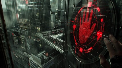 Advanced fingerprint scanning technology concept with digital network for enhanced identity security