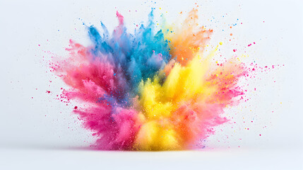 Fototapeta premium Colorful powder explosion on white background