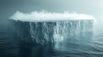 Obraz premium Melting iceberg in ocean, foggy climate change scene