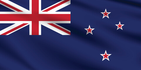 Flag of New Zealand. New Zealand flag official size and color standards digital vector illustration. Waving flag icon.